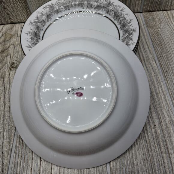 Set Of 4 Sango Florentine Rim Soup Bowl 7 5/8" Vintage Japan Platinum Trim - Picture 6 of 7